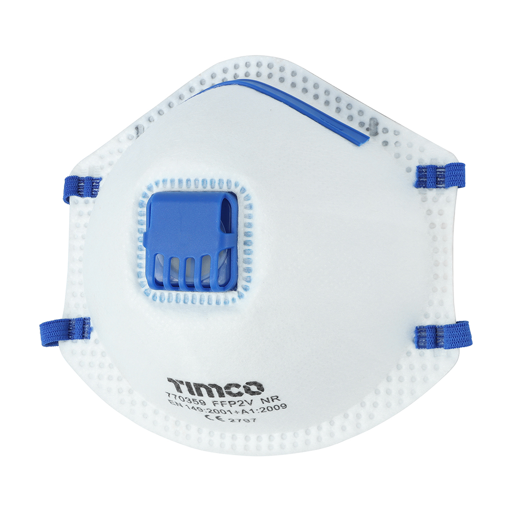 TIMCO FFP2 Moulded Masks with Valve (One Size) - Bag of 3